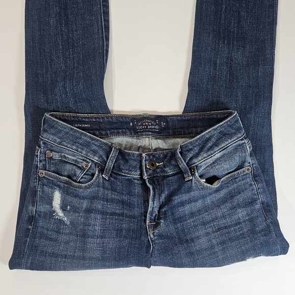 Lucky Brand Jeans Womens Size 2 Lolita Skinny Dark Wash Distressed‎ Skinny Denim - Picture 9 of 9